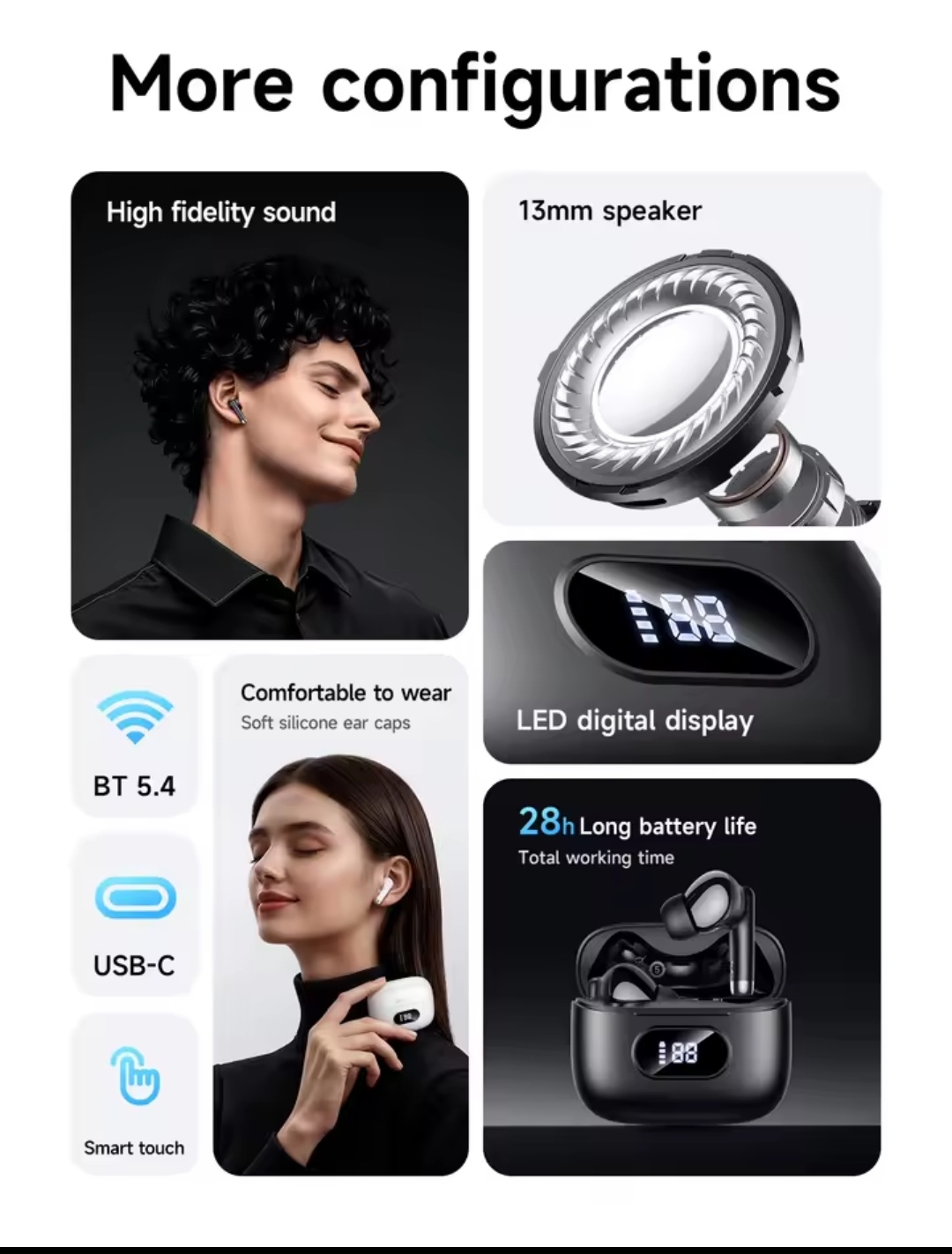 Hoco EQ2 TWS Earbuds Premium Sound • LED Display • 28 Hours Backup