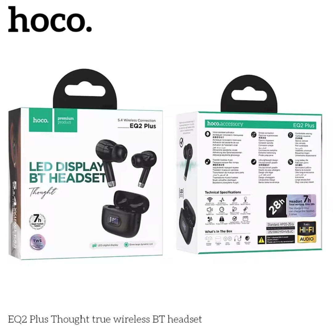 Hoco EQ2 TWS Earbuds Premium Sound • LED Display • 28 Hours Backup