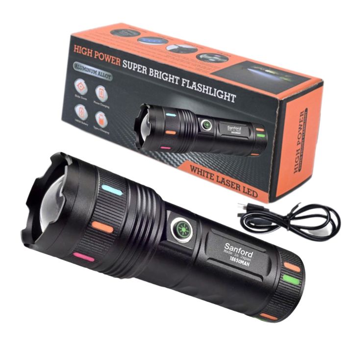 Sanford Super Bright Flashlight – White Laser LED Made in Japan 30000mAh Light