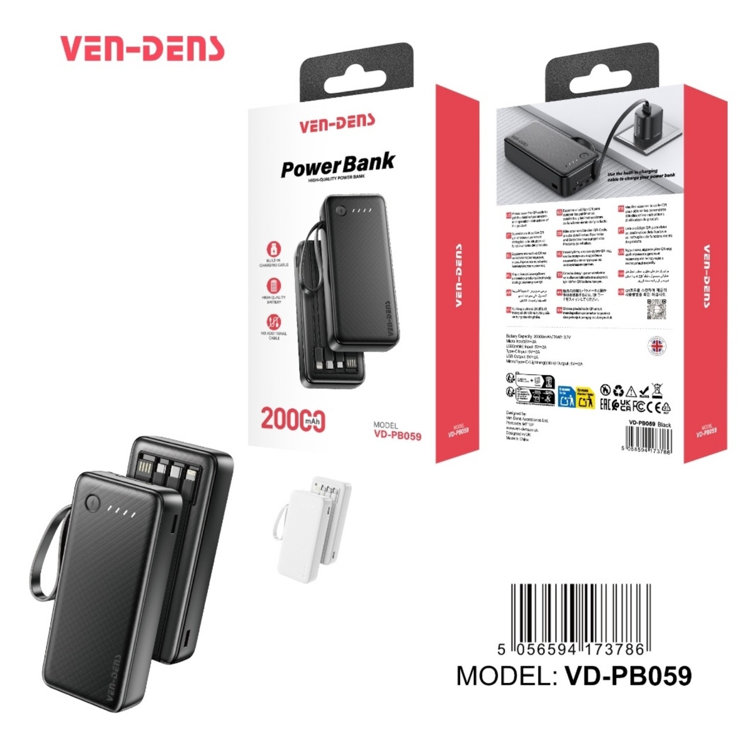 VEN-DENS VD-PB059 20000mAh Power Bank