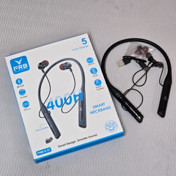 FRB N-27 Smart Design Bluetooth Neckband - 400 Hours Standby - Touch Control & Vibration No Ratings 100% orginal