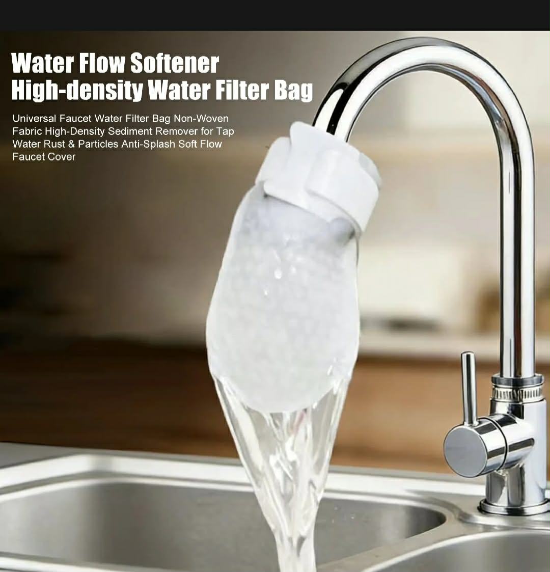 Faucet Filter Cotton Universal Faucet Water Filter Bag – High-density Non-woven Fabric Sediment Remover for Tap Water Rust Particles Anti-splash Soft Flow Faucet Cover for Clean Drinking Water Water